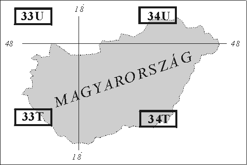 A területre vonatkozó UTM vetület a QGIS-ben: WGS 84 /UTM zone 33 (N, mert az északi féltekén vagyunk), EPSG: 32633.