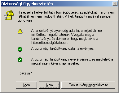Internet Explorer 6 Alapértelmezésben az alábbi párbeszédablak jelenik meg egy E-Ingatlan web oldal