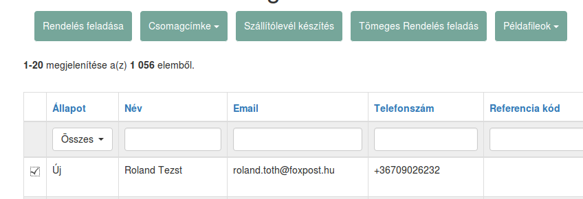 3. Szállítólevél készítés ** Minden esetben szállítólevelet csak úgy tud nyomtatni, hogy előtte a lista oldalon a bal oldali legelső oszlopban kijelöli, mely csomagokról szeretné, ha szállítólevél