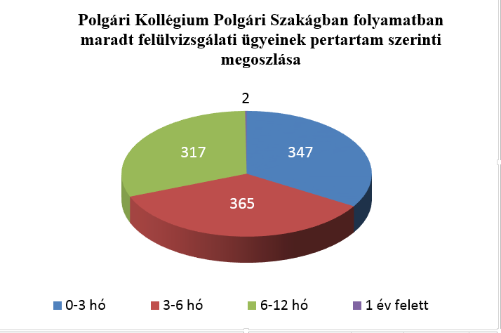 statisztikájából kiderül, hogy a szakágban 219 db felülvizsgálati ügy egy éven túl került befejezésre, vagyis év közben jelentős számú ügy válik éven túlivá, noha ez az év végi statisztikában nem