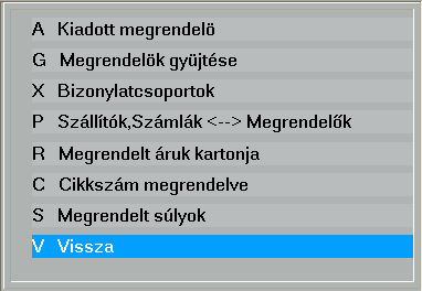 10. Megrendelő kiadása Önállóan illetve az előző menüponttal összekötve is alkalmas megrendelések készítésére, nyomtatására, a beérkezett számlák és szállítók alapján a megrendelések kiejtésére.