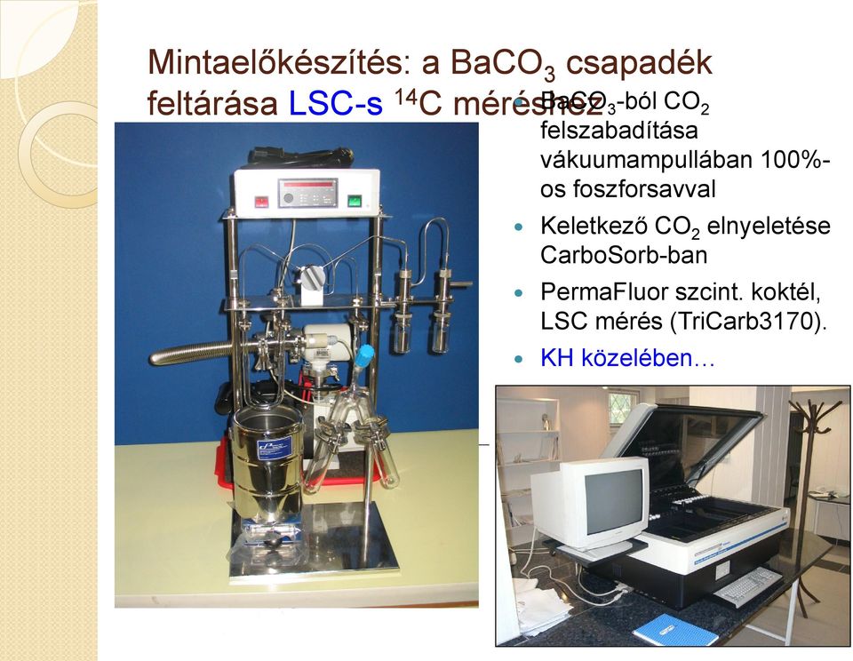 100%- os foszforsavval Keletkező CO 2 elnyeletése