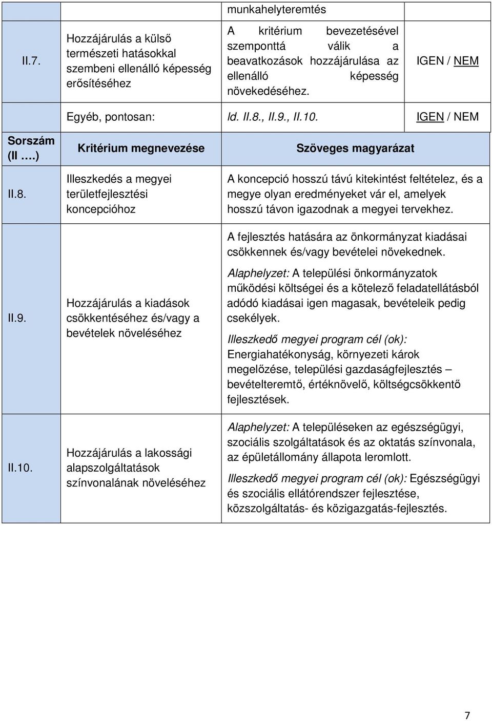 IGEN / NEM Egyéb, pontosan: ld. II.8., II.9., II.10.