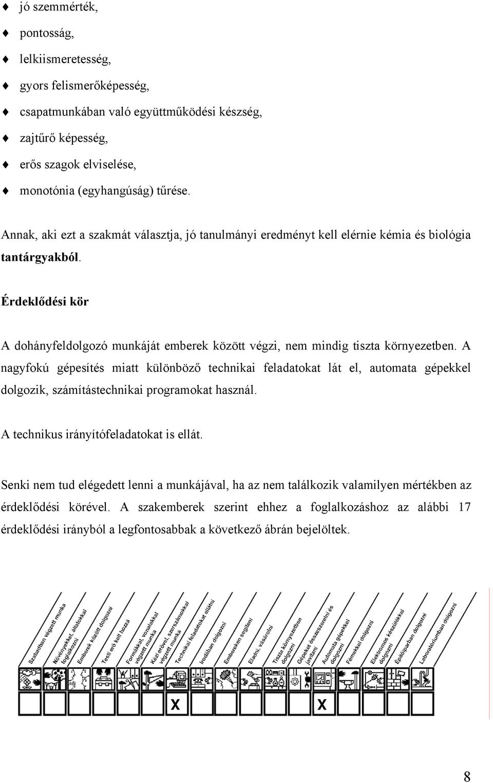 Érdeklődési kör A dohányfeldolgozó munkáját emberek között végzi, nem mindig tiszta környezetben.