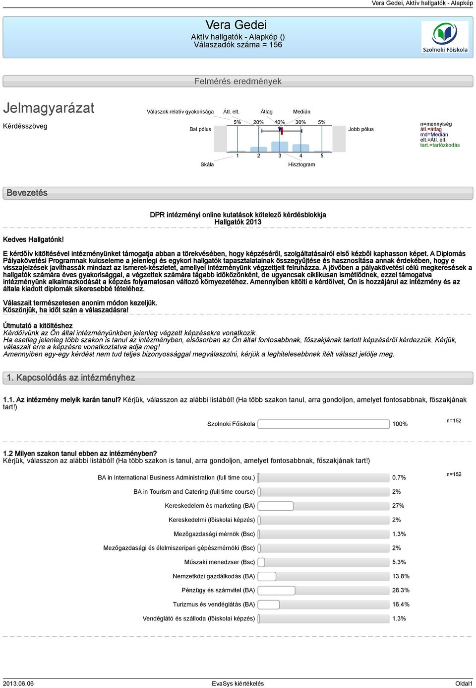 =tartózkodás Skála 2 3 4 Hisztogram Bevezetés DPR intézményi online kutatások kötelező kérdésblokkja Hallgatók 203 Kedves Hallgatónk!