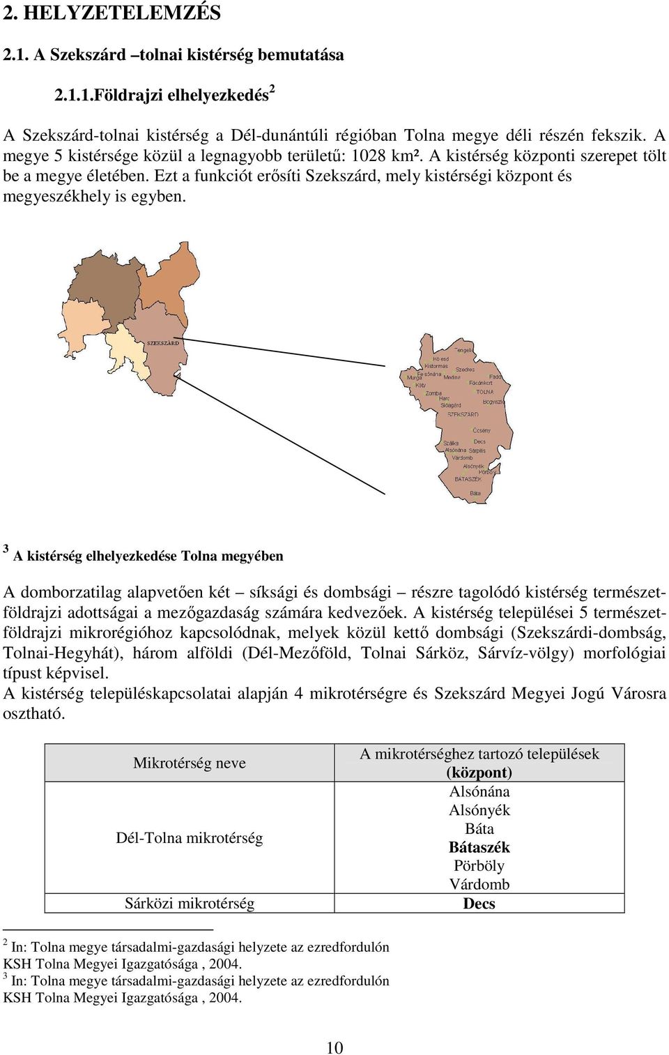 3 A kistérség elhelyezkedése Tolna megyében A domborzatilag alapvetıen két síksági és dombsági részre tagolódó kistérség természetföldrajzi adottságai a mezıgazdaság számára kedvezıek.