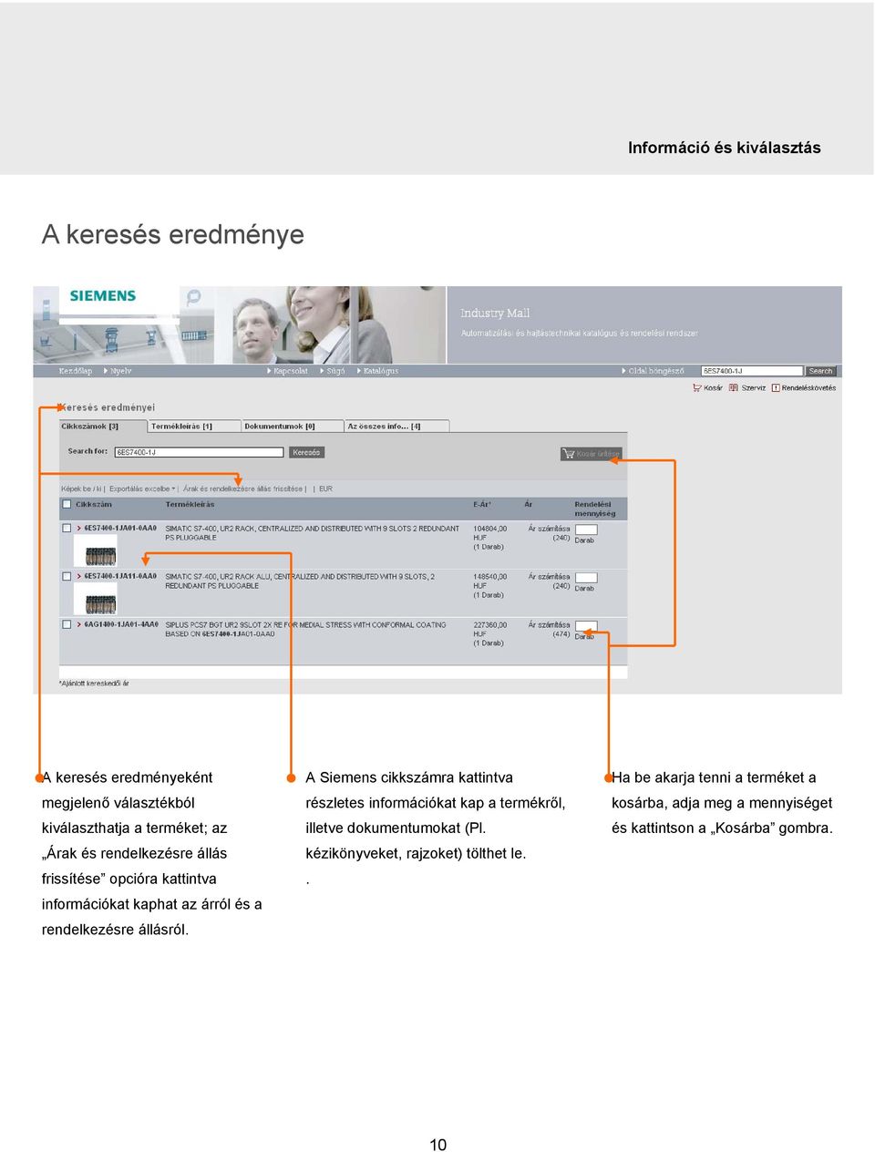 állásról. A Siemens cikkszámra kattintva részletes információkat kap a termékről, illetve dokumentumokat (Pl.