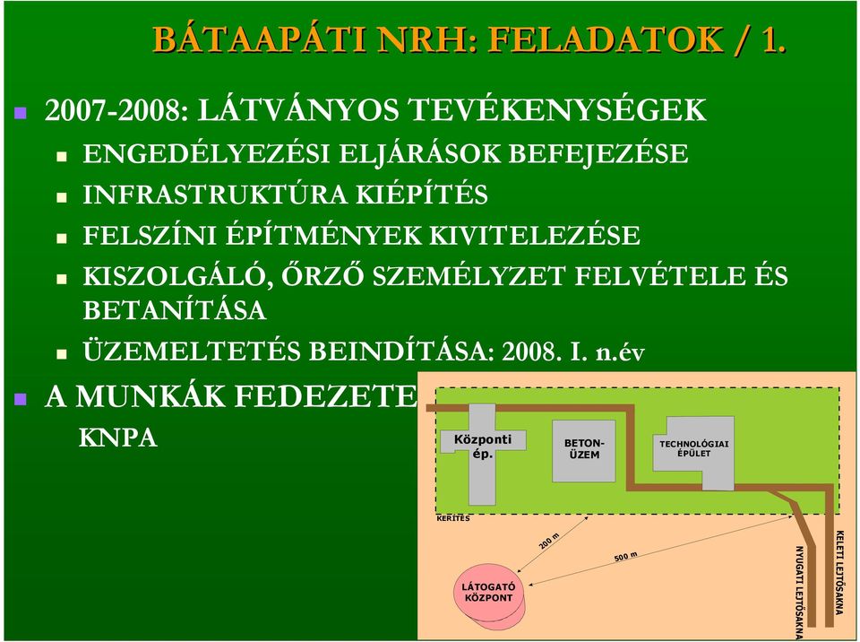 FELSZÍNI ÉPÍTMÉNYEK KIVITELEZÉSE KISZOLGÁLÓ, İRZİ SZEMÉLYZET FELVÉTELE ÉS BETANÍTÁSA ÜZEMELTETÉS