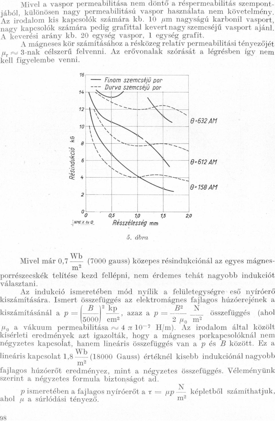 w 3-nk célszerű felvenni Az erővonlk szórását légrésben így nem kell figyelembe venni 14 Finom szemcséjű por u; Durvszemcséjü por x/ 12 x X m 1 l x X K x X 6=632AM X ke m Reszndukczo m x/ / 7/1I I I