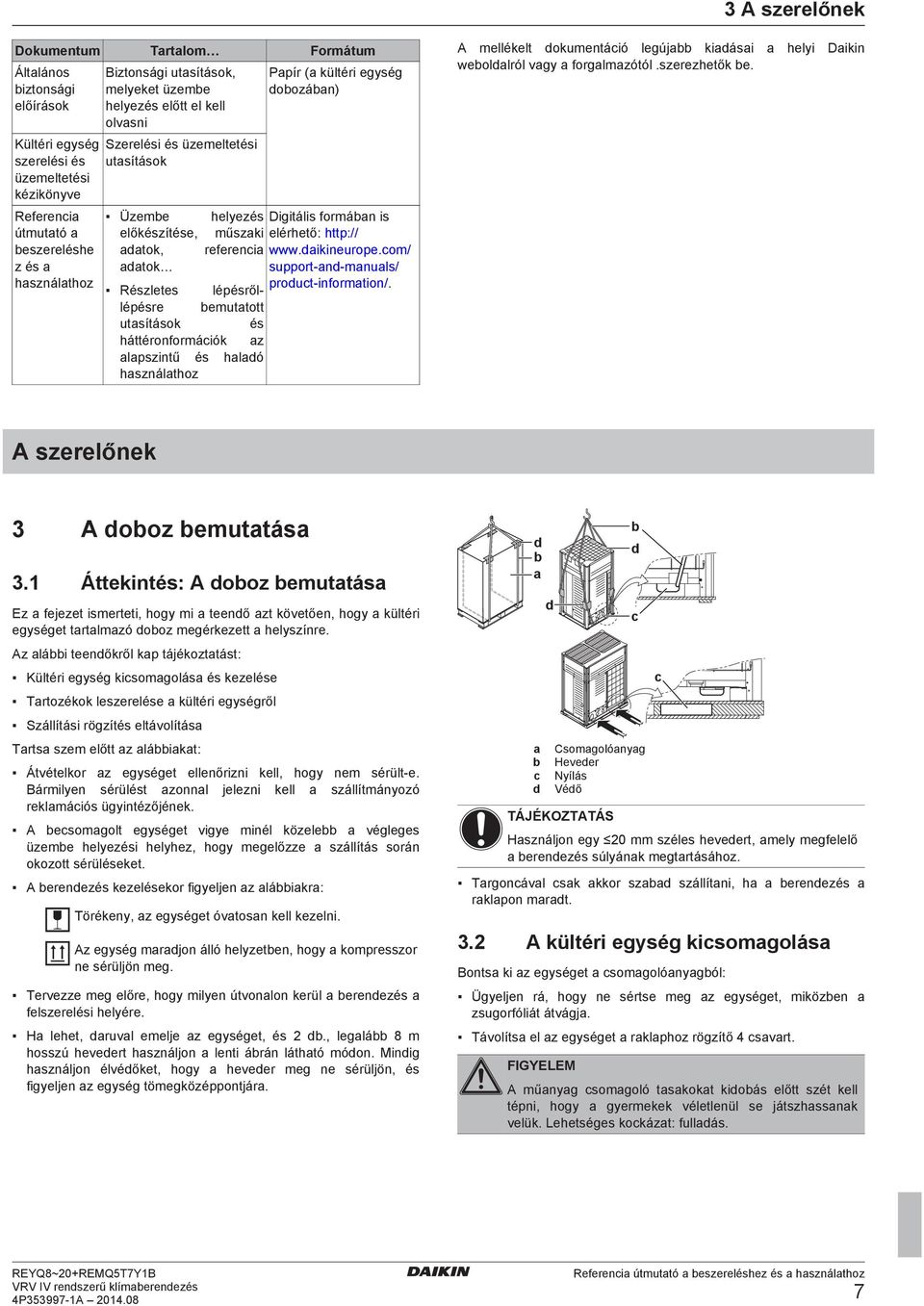 oozán) Digitális formán is lérhtő: http:// www.ikinurop.om/ support n mnuls/ prout informtion/. A mlléklt okumntáió lgúj kiási hlyi Dikin wollról vgy forglmzótól.szrzhtők. A szrlőnk 3 A ooz muttás 3.