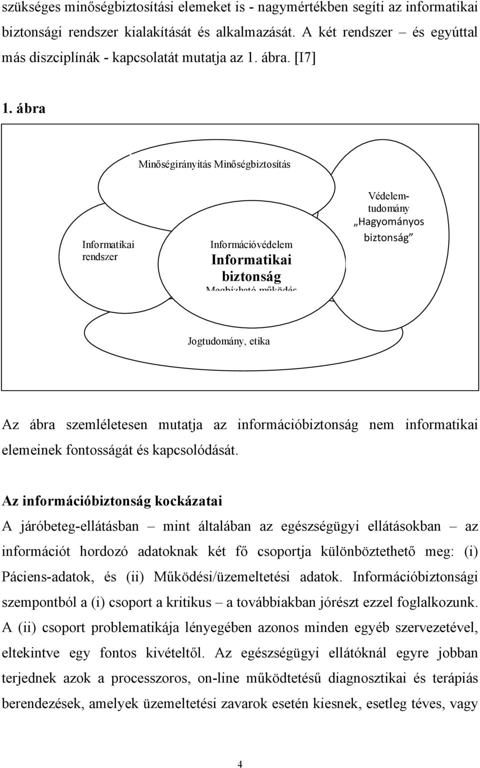 ábra Minőségirányítás Minőségbiztosítás Informatikai rendszer Információvédelem Informatikai biztonság Megbízható működés Védelemtudomány Hagyományos biztonság Jogtudomány, etika Az ábra