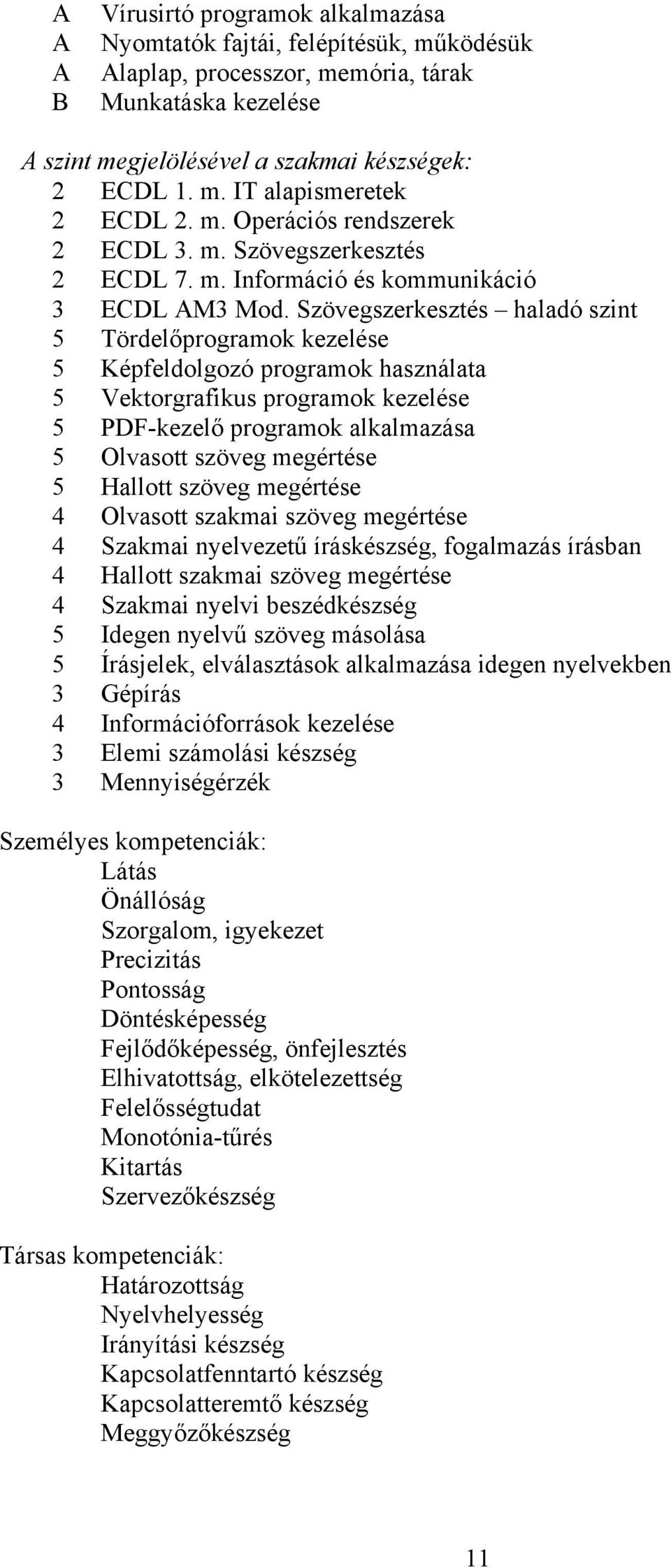 Szövegszerkesztés haladó szint 5 Tördelőprogramok kezelése 5 Képfeldolgozó programok használata 5 Vektorgrafikus programok kezelése 5 PDF-kezelő programok alkalmazása 5 Olvasott szöveg megértése 5