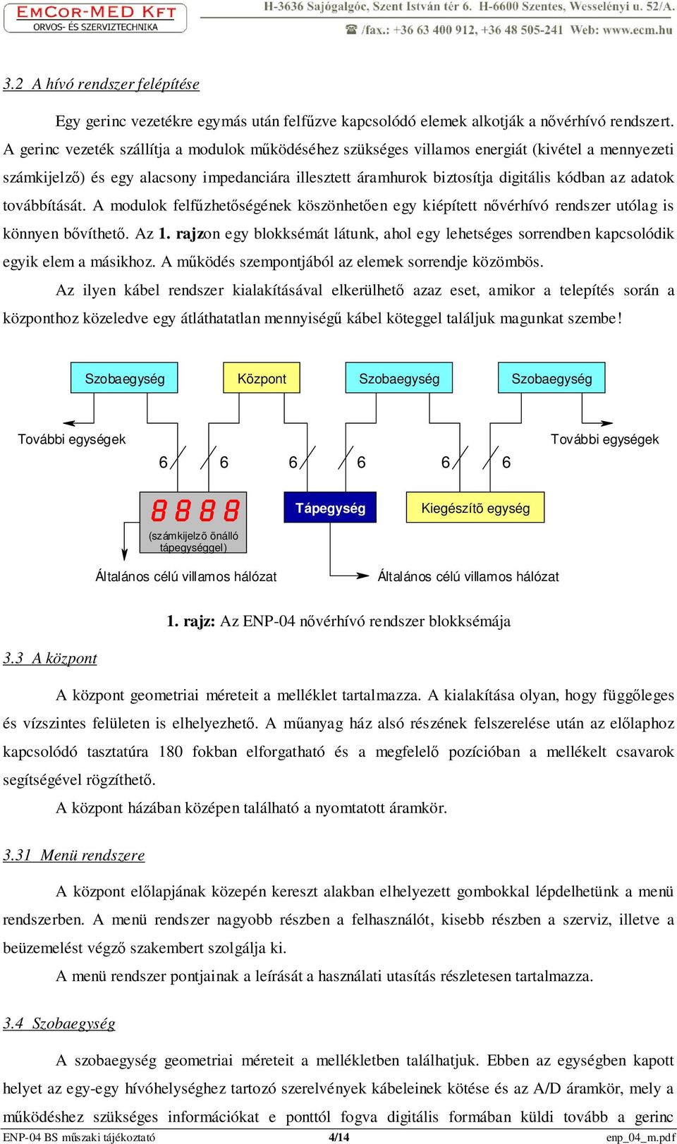 továbbítását. A modulok felfőzhetıségének köszönhetıen egy kiépített nıvérhívó rendszer utólag is könnyen bıvíthetı. Az 1.