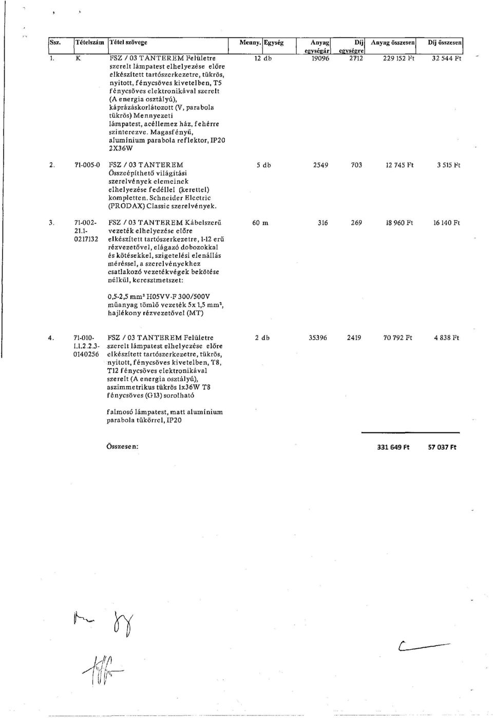 energia osztályú), káprázáskorlátozott (V, parabola tükrös) Mennyezeti lámpatest, acéllemez ház, fehérre szinterezve.