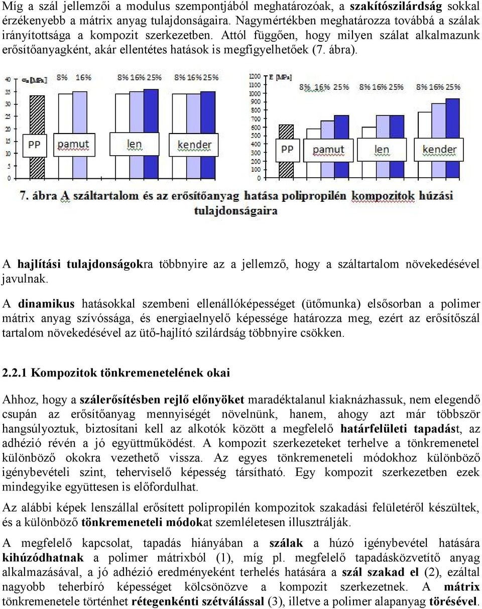 ábra). A hajlítási tulajdonságokra többnyire az a jellemző, hogy a száltartalom növekedésével javulnak.