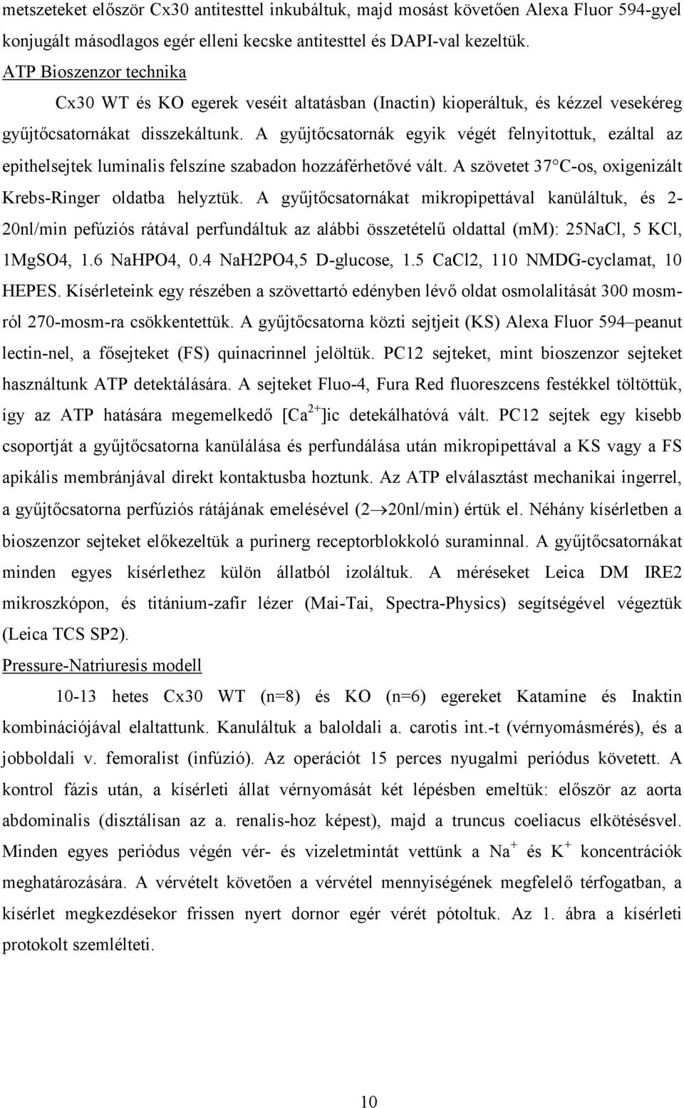 A gyűjtőcsatornák egyik végét felnyitottuk, ezáltal az epithelsejtek luminalis felszíne szabadon hozzáférhetővé vált. A szövetet 37 C-os, oxigenizált Krebs-Ringer oldatba helyztük.