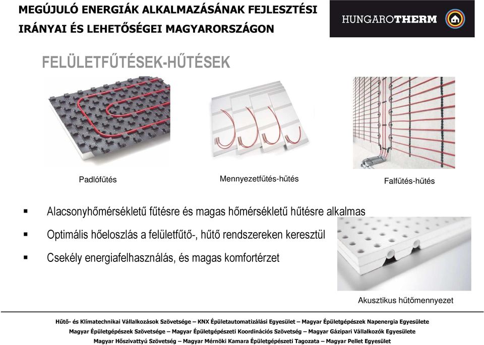 Optimális hıeloszlás a felületfőtı-, hőtı rendszereken keresztül