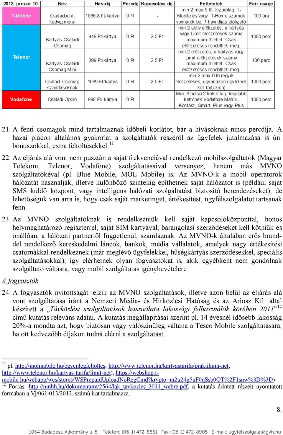Az eljárás alá vont nem pusztán a saját frekvenciával rendelkező mobilszolgáltatók (Magyar Telekom, Telenor, Vodafone) szolgáltatásaival versenyez, hanem más MVNO szolgáltatókéval (pl.