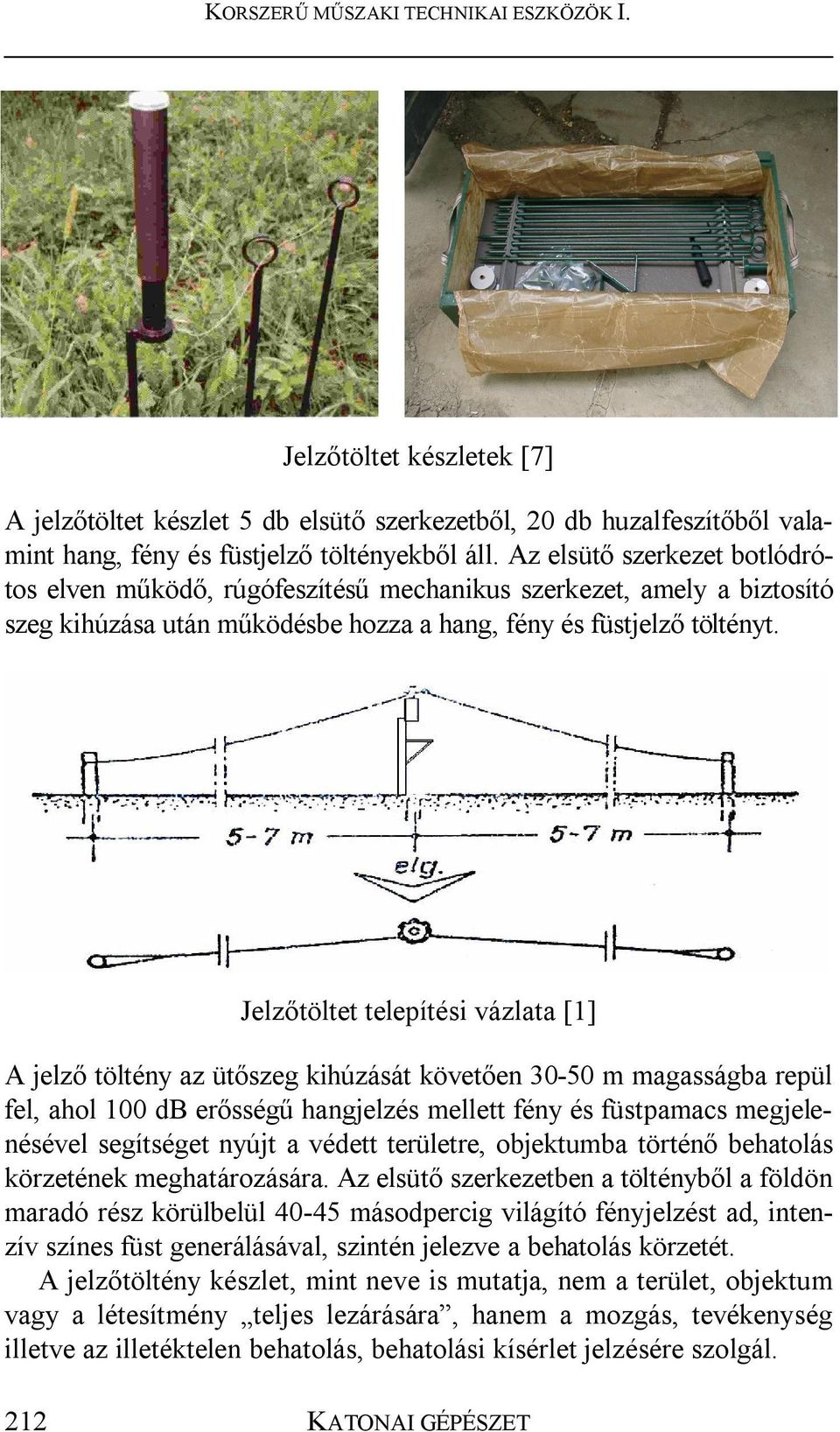 Jelzőtöltet telepítési vázlata [1] A jelző töltény az ütőszeg kihúzását követően 30-50 m magasságba repül fel, ahol 100 db erősségű hangjelzés mellett fény és füstpamacs megjelenésével segítséget