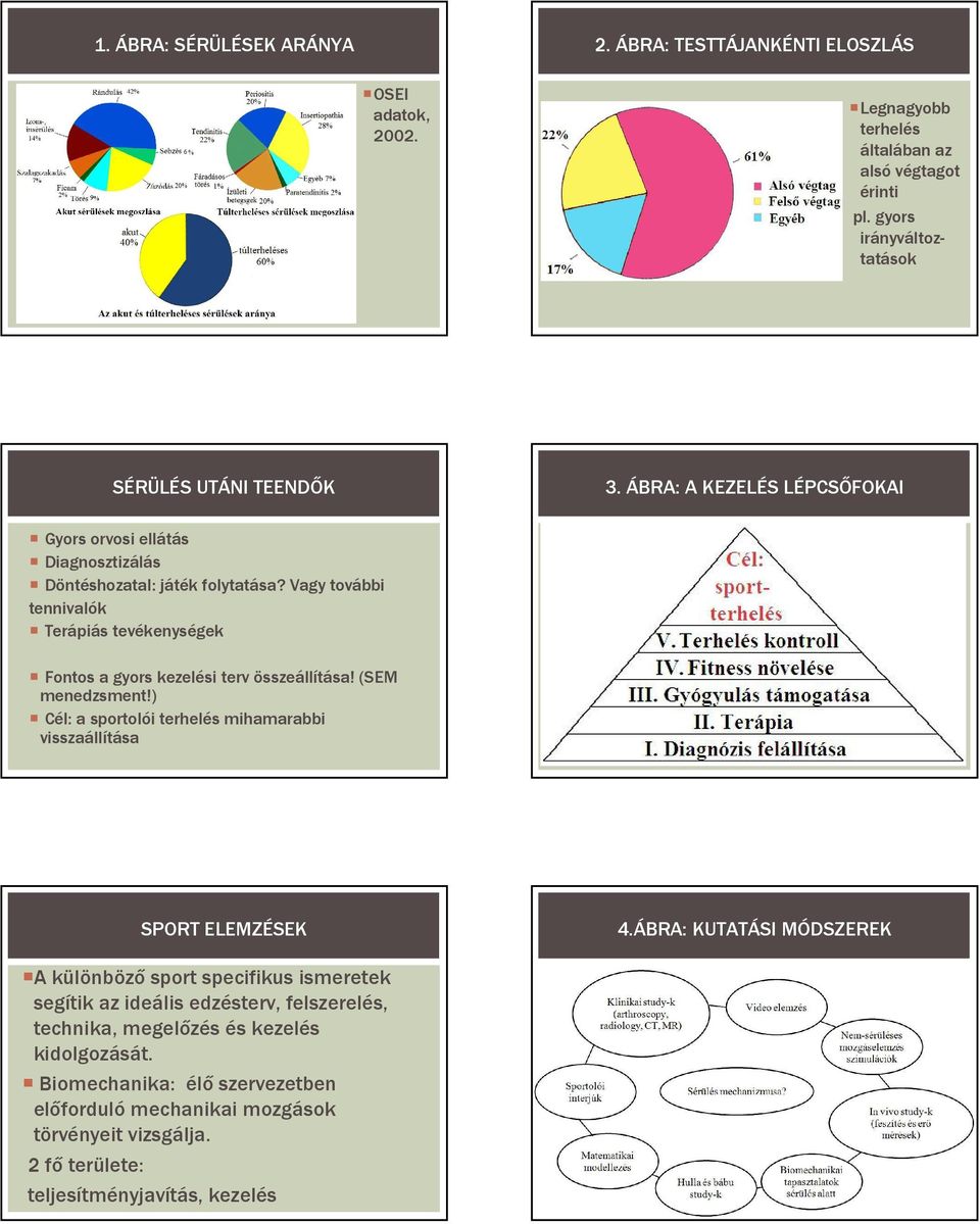 Vagy további tennivalók Terápiás tevékenységek Fontos a gyors kezelési terv összeállítása! (SEM menedzsment!) Cél: a sportolói terhelés mihamarabbi visszaállítása SPORT ELEMZÉSEK 4.