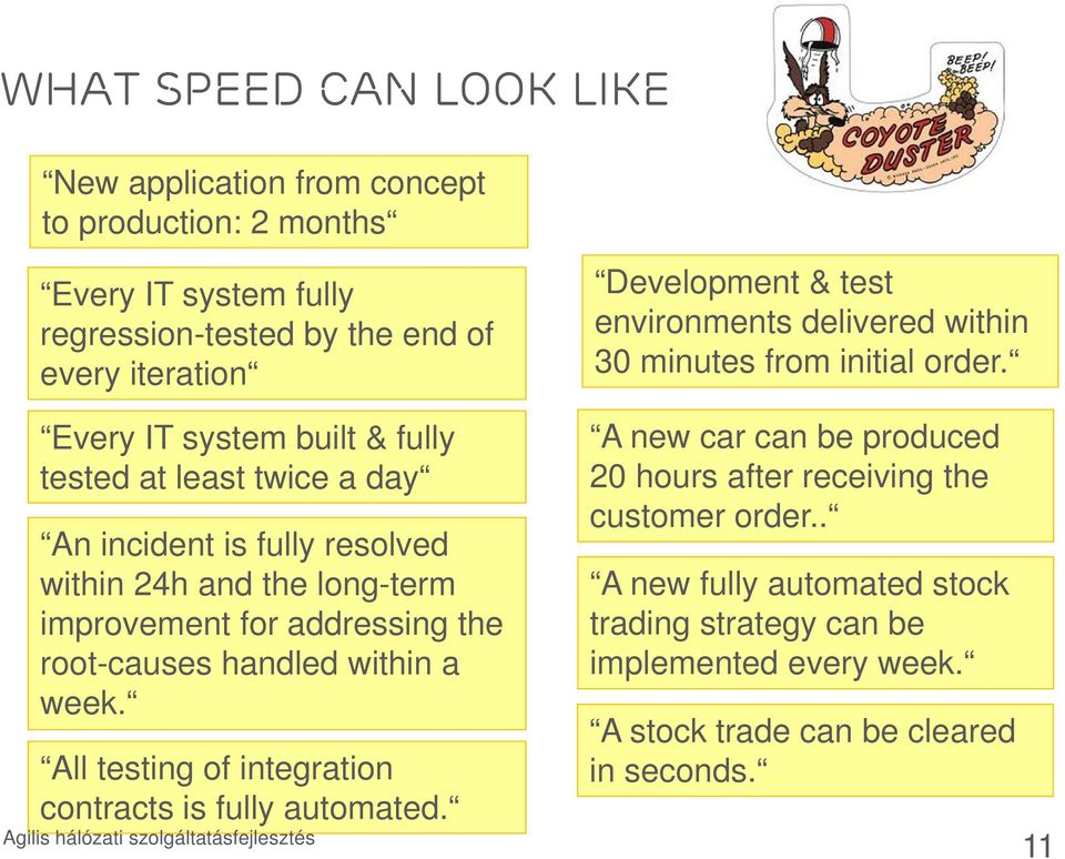 Every IT system built & fully tested at least twice a day An incident is fully resolved within 24h and the long-term improvement for addressing the root-causes