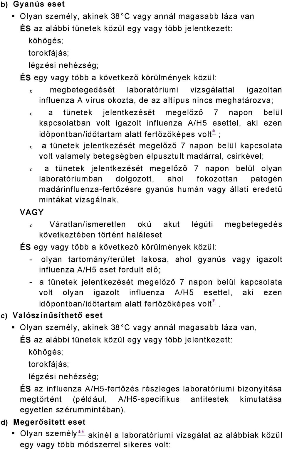 igazolt influenza A/H5 esettel, aki ezen o o VAGY időpontban/időtartam alatt fertőzőkäpes volt * ; a tànetek jelentkezäsät megelőző 7 napon belàl kapcsolata volt valamely betegsägben elpusztult