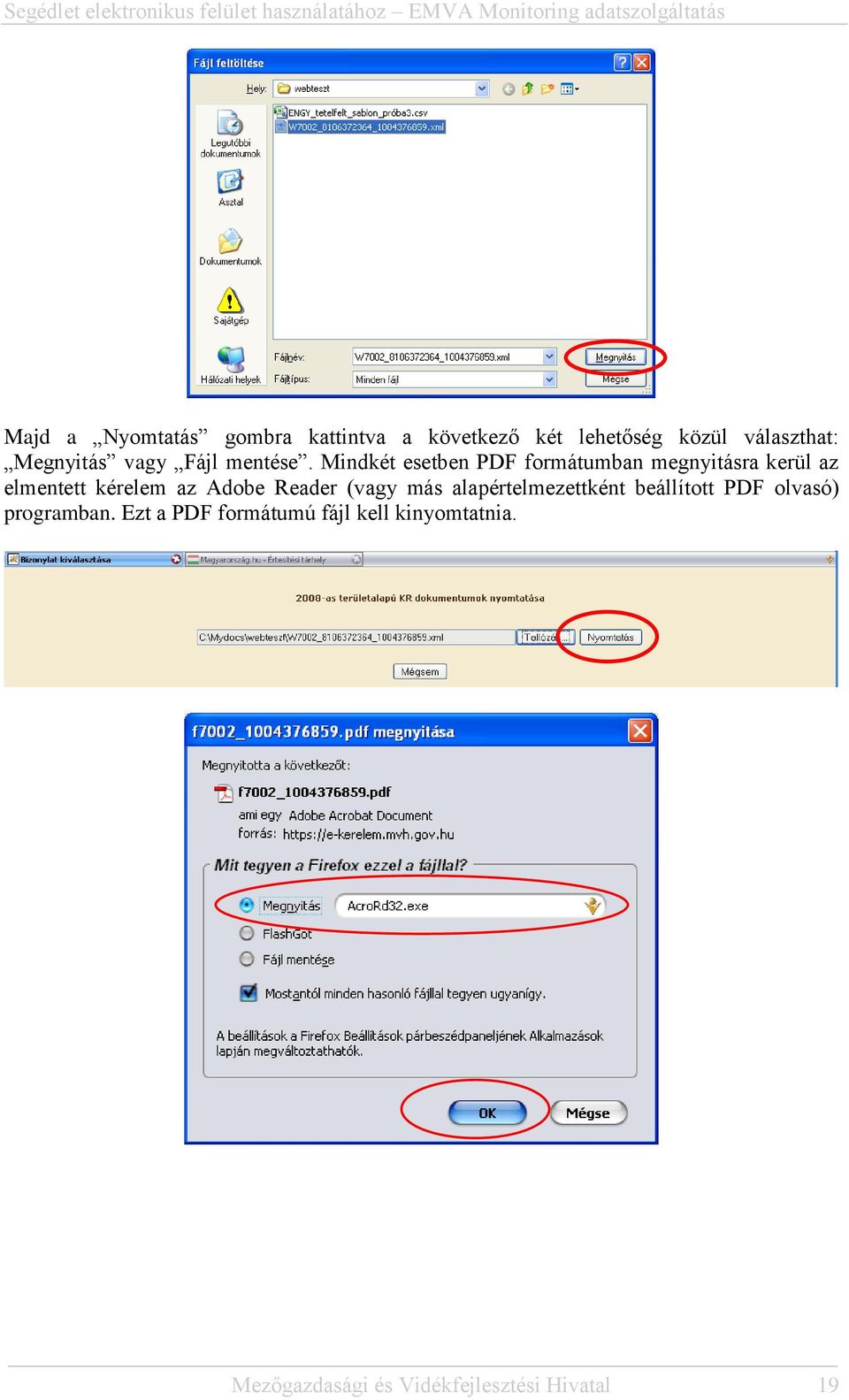 Mindkét esetben PDF formátumban megnyitásra kerül az elmentett kérelem az Adobe Reader