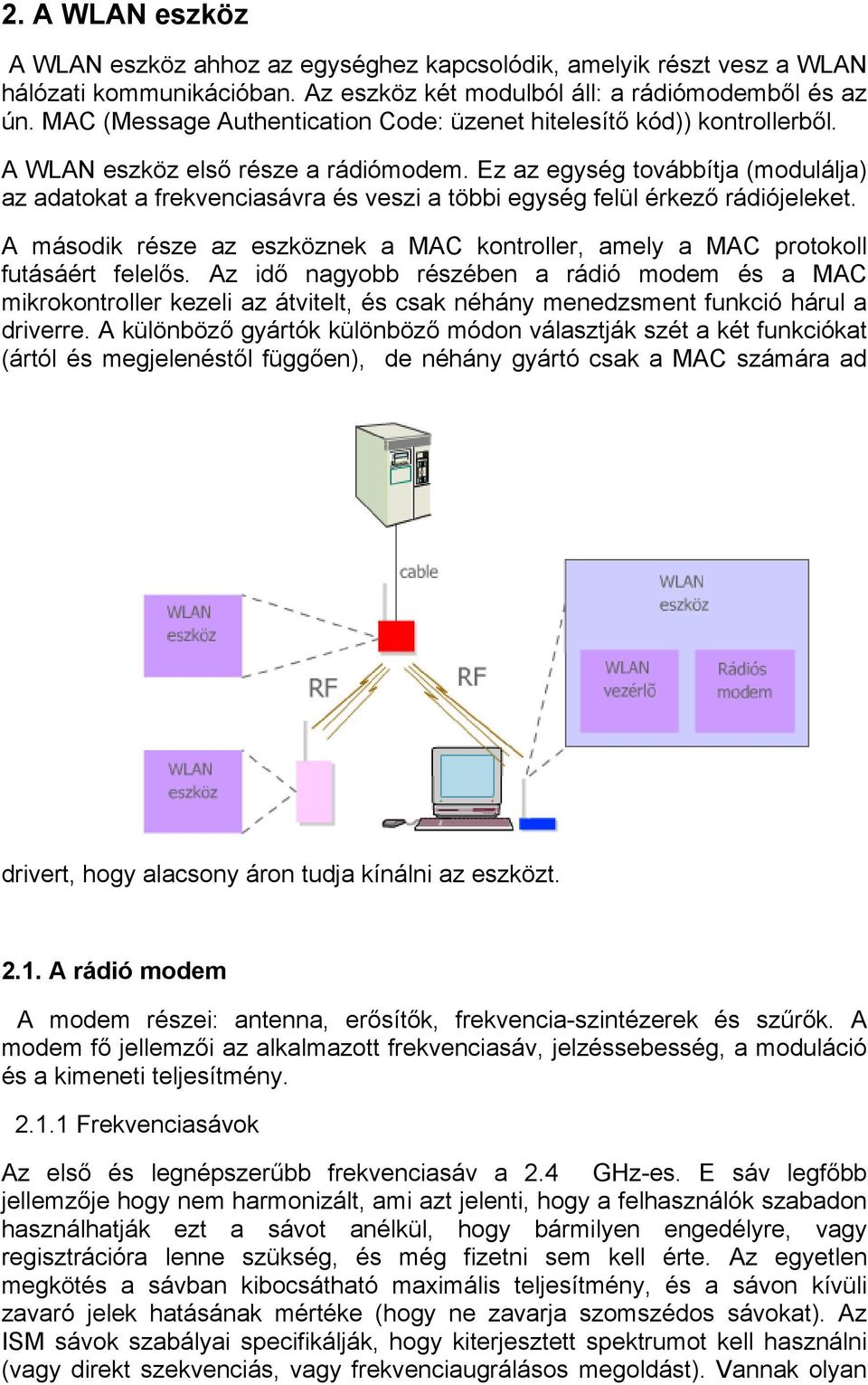 Ez az egység továbbítja (modulálja) az adatokat a frekvenciasávra és veszi a többi egység felül érkező rádiójeleket.