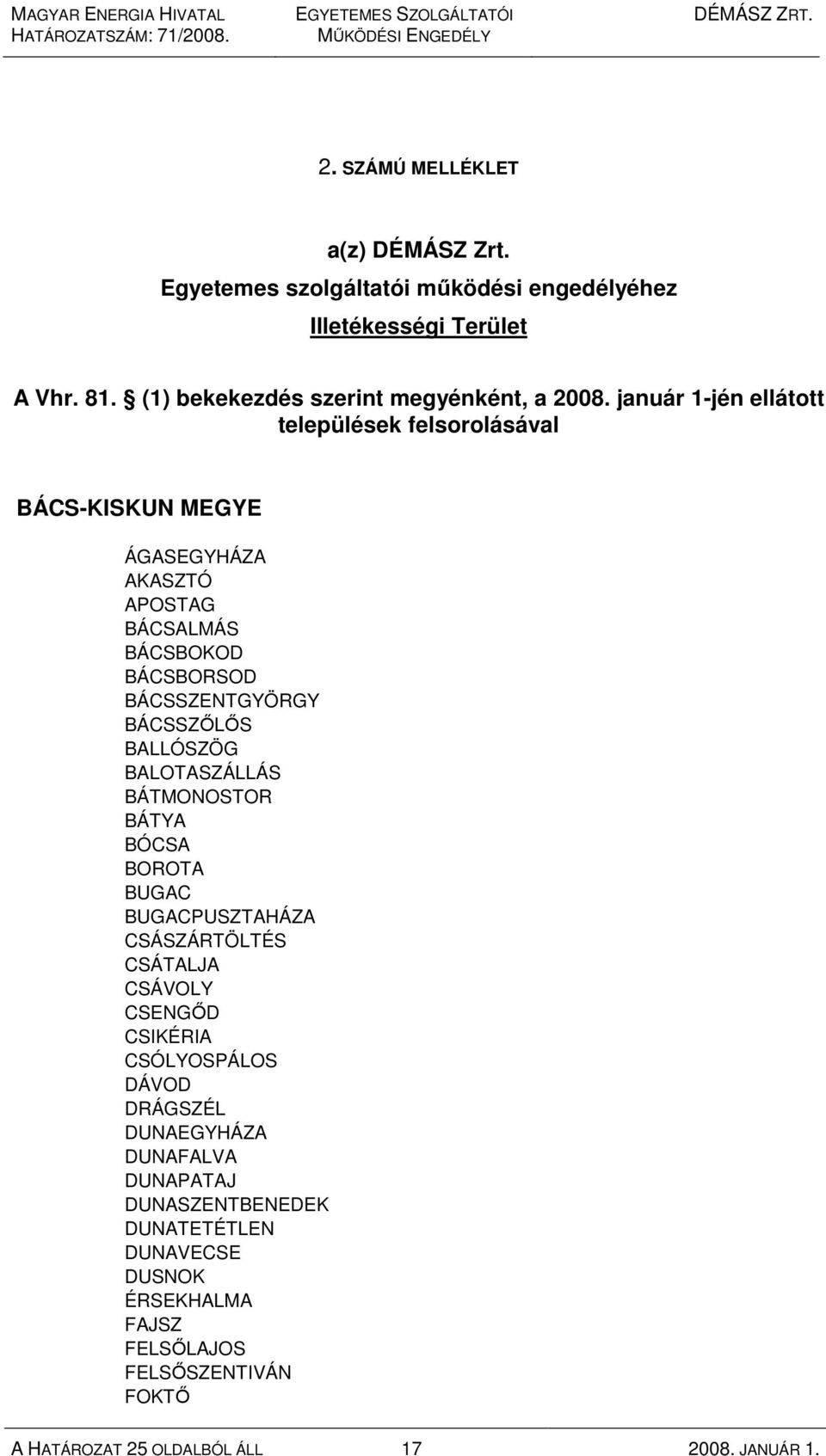 BALLÓSZÖG BALOTASZÁLLÁS BÁTMONOSTOR BÁTYA BÓCSA BOROTA BUGAC BUGACPUSZTAHÁZA CSÁSZÁRTÖLTÉS CSÁTALJA CSÁVOLY CSENGİD CSIKÉRIA CSÓLYOSPÁLOS DÁVOD DRÁGSZÉL