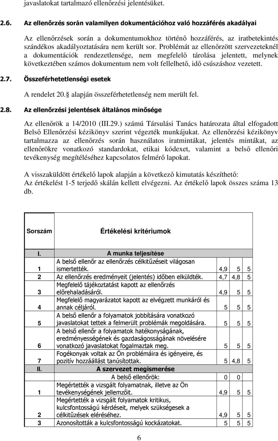 Problémát az ellenırzött szervezeteknél a dokumentációk rendezetlensége, nem megfelelı tárolása jelentett, melynek következtében számos dokumentum nem volt fellelhetı, idı csúszáshoz vezetett. 2.7.