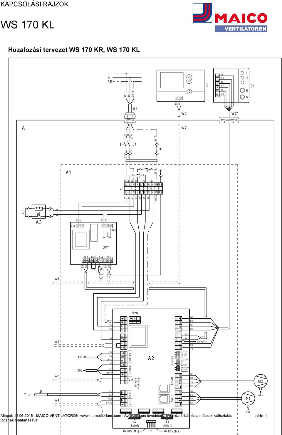 C Upm C Upm S S2 OT OT D D2 D3 0 Typ Temp On/Off GY PK G RD RD W4/+24V M M2 B Állapot: 2.06.205 - MCO VETÁTOROK, www.hu.