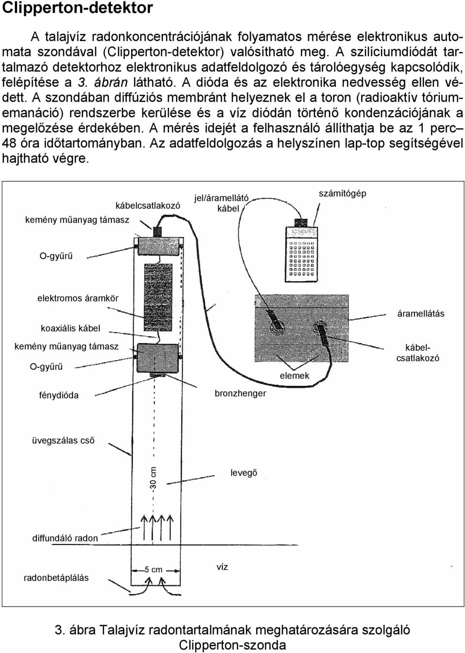 A szondában diffúziós membránt helyeznek el a toron (radioaktív tóriumemanáció) rendszerbe kerülése és a víz diódán történő kondenzációjának a megelőzése érdekében.