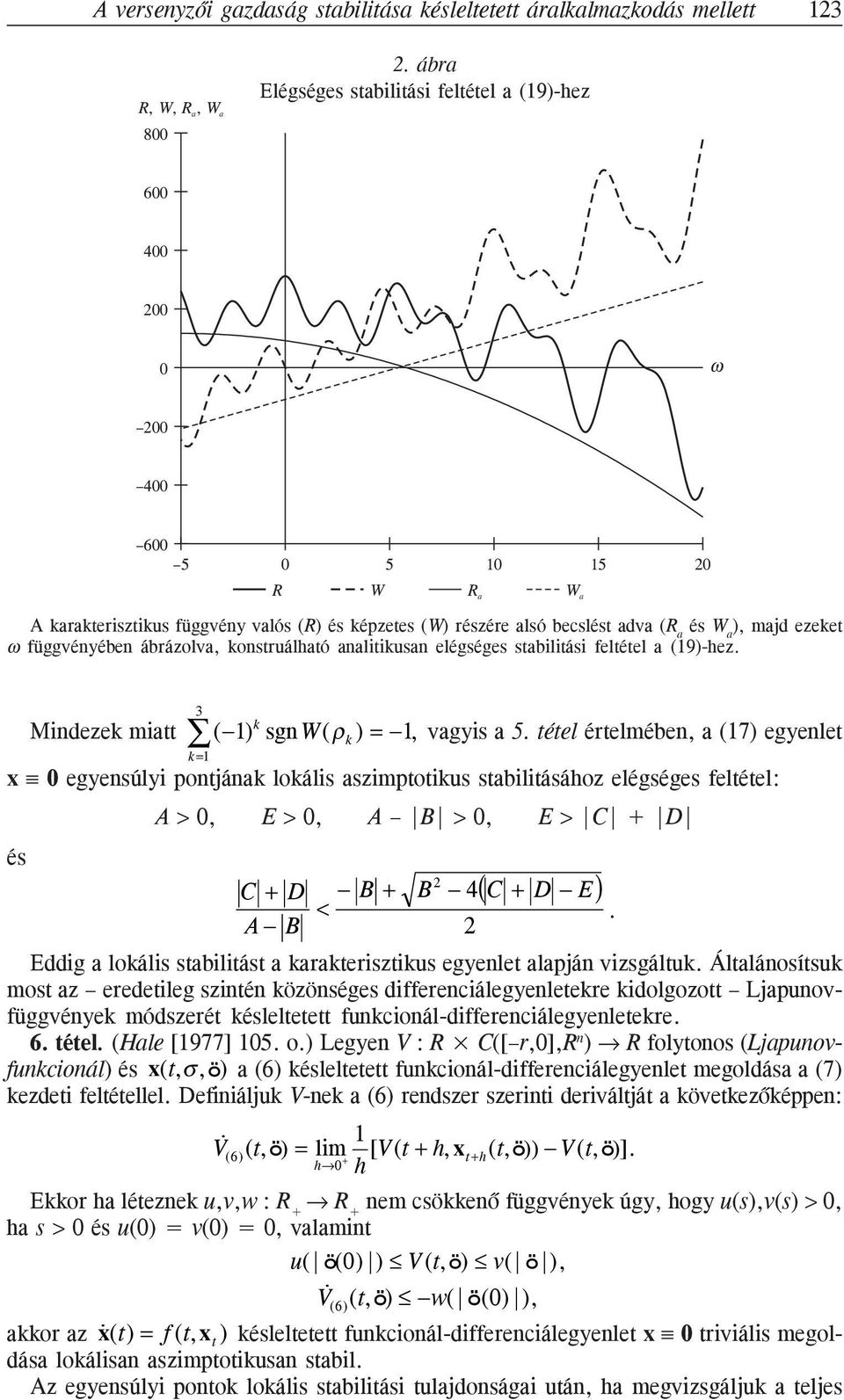 ezeket a ω függvényében ábrázolva, konstruálható analitikusan elégséges stabilitási feltétel a (19)-hez. 3 Mindezek miatt ( 1) k sgn W (ρ k ) = 1, vagyis a 5.