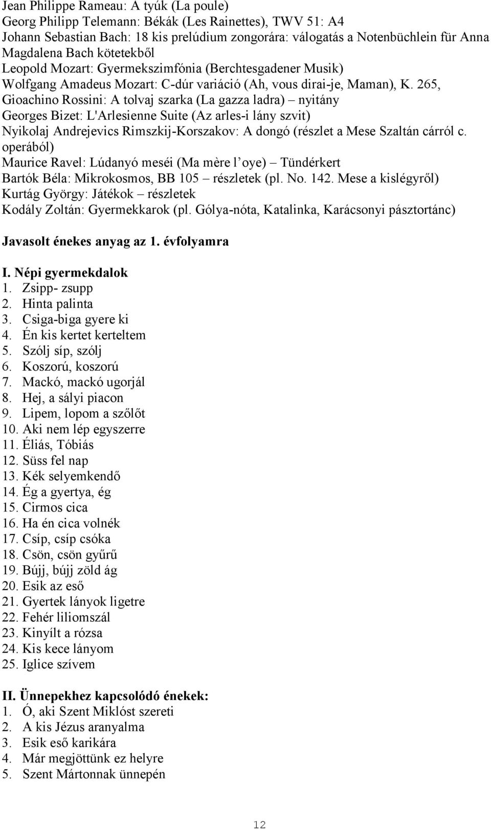 265, Gioachino Rossini: A tolvaj szarka (La gazza ladra) nyitány Georges Bizet: L'Arlesienne Suite (Az arles-i lány szvit) Nyikolaj Andrejevics Rimszkij-Korszakov: A dongó (részlet a Mese Szaltán