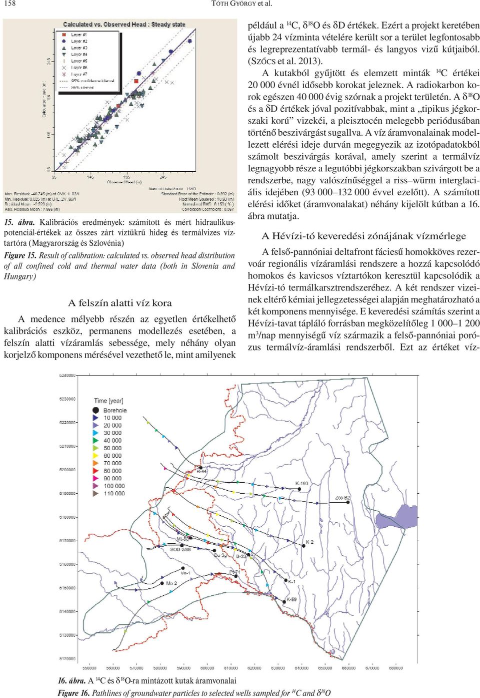 observed head distribution of all confined cold and thermal water data (both in Slovenia and Hungary) A felszín alatti víz kora A medence mélyebb részén az egyetlen értékelhető kalibrációs eszköz,