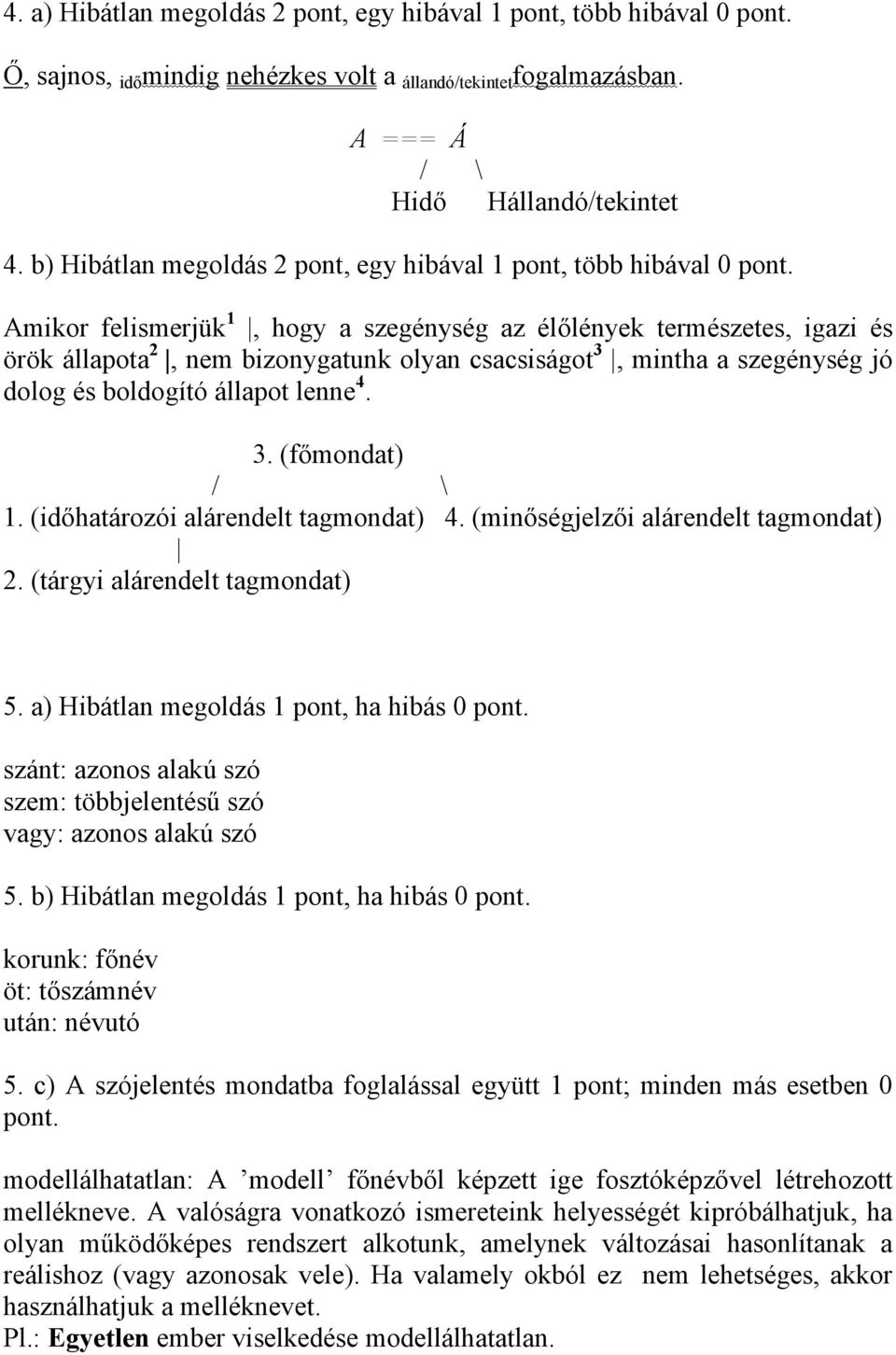 Amikor felismerjük 1, hogy a szegénység az élőlények természetes, igazi és örök állapota 2, nem bizonygatunk olyan csacsiságot 3, mintha a szegénység jó dolog és boldogító állapot lenne 4. 3. (főmondat) / \ 1.