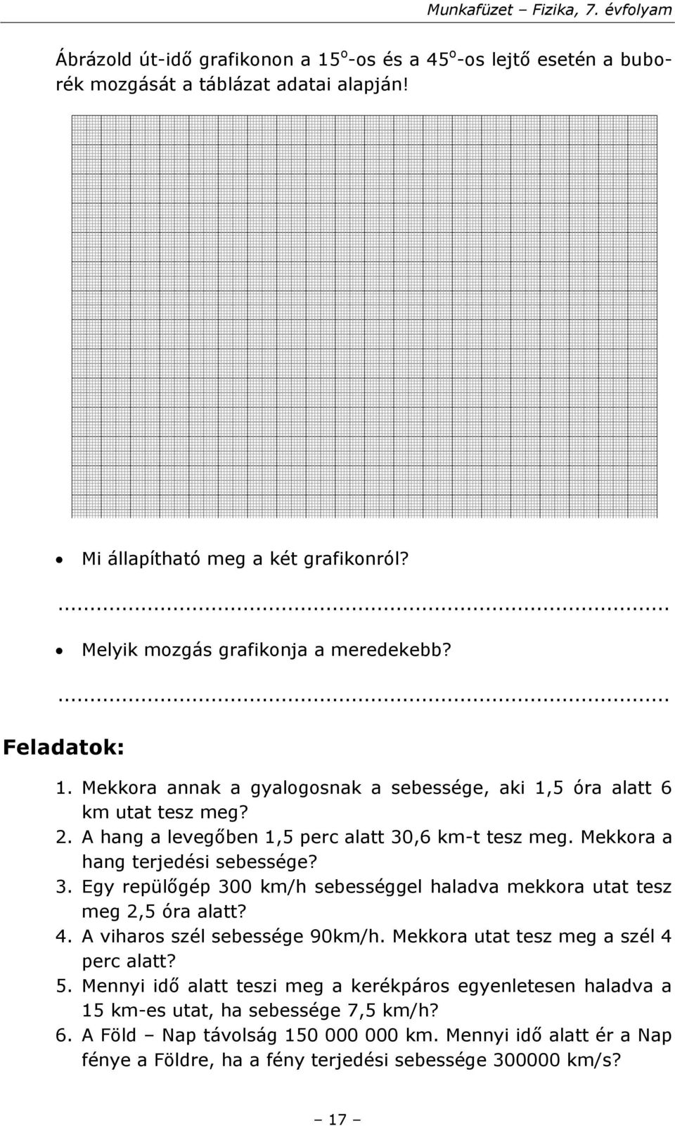 ,6 km-t tesz meg. Mekkora a hang terjedési sebessége? 3. Egy repülőgép 300 km/h sebességgel haladva mekkora utat tesz meg 2,5 óra alatt? 4. A viharos szél sebessége 90km/h.