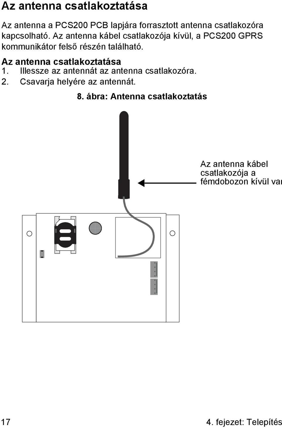 Az antenna csatlakoztatása 1. Illessze az antennát az antenna csatlakozóra. 2.