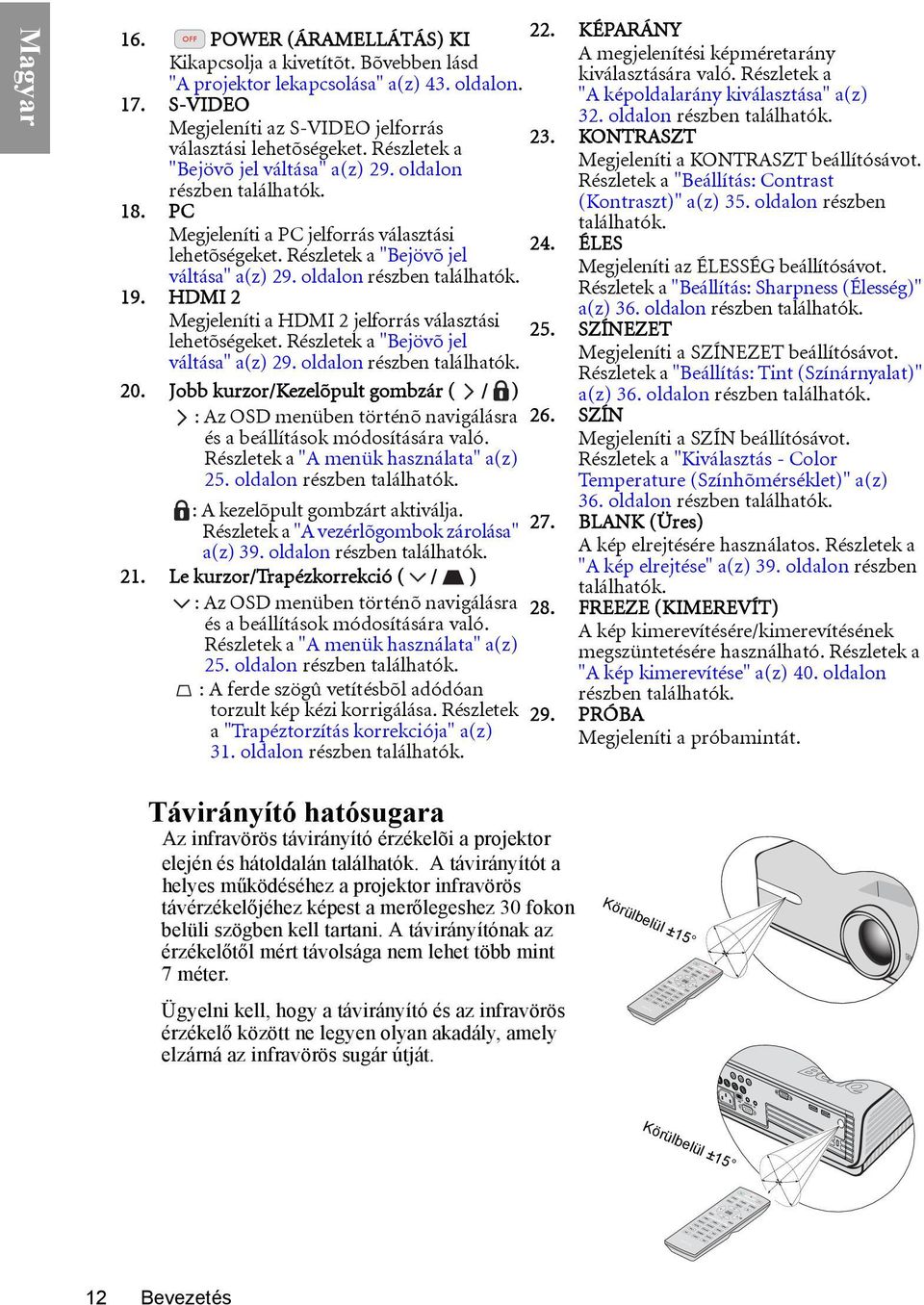 HDMI 2 Megjeleníti a HDMI 2 jelforrás választási lehetõségeket. Részletek a "Bejövõ jel váltása" a(z) 29. oldalon részben találhatók. 20.