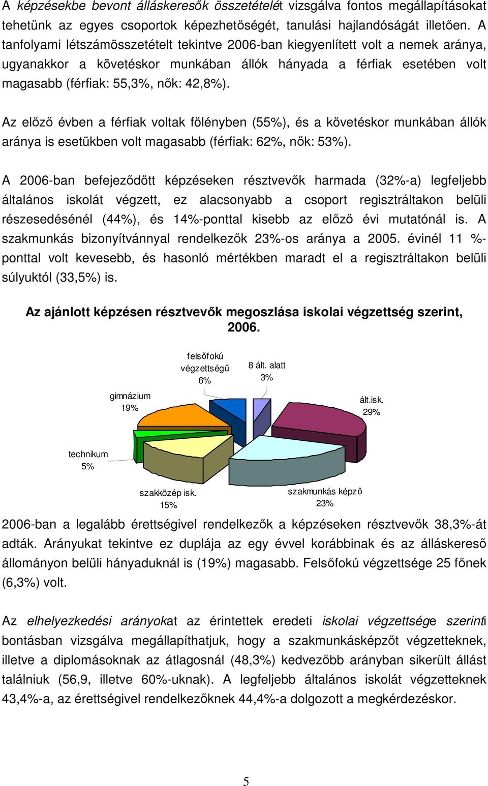 Az elızı évben a férfiak voltak fölényben (55%), és a követéskor munkában állók aránya is esetükben volt magasabb (férfiak: 62%, nık: 53%).