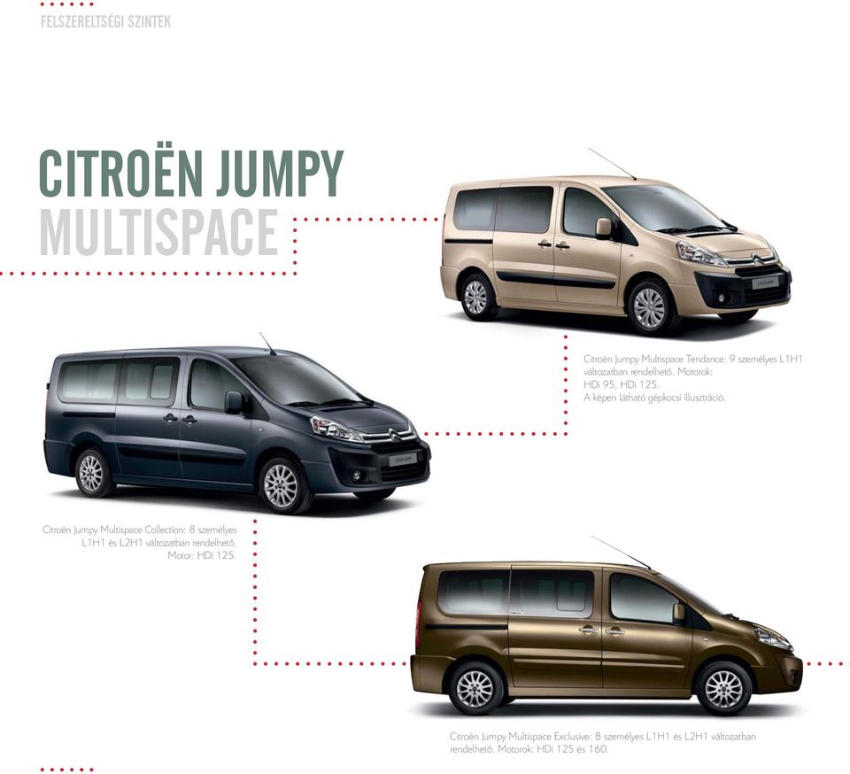 Citroën Jumpy Multispace Collection: 8 személyes L1H1 és L2H1 változatban rendelhető.