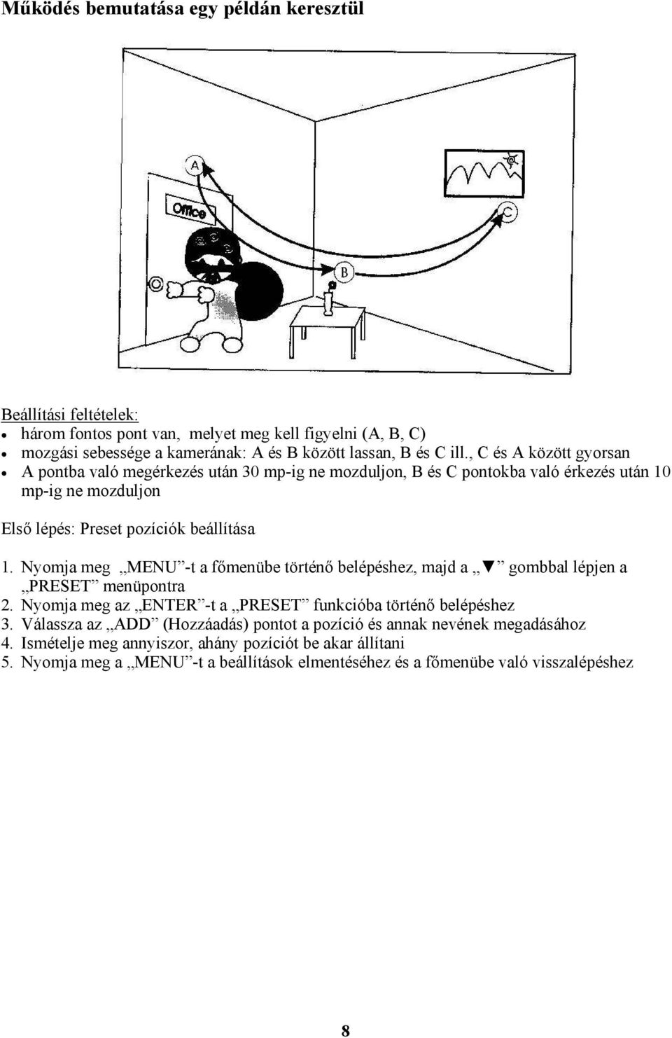 Nyomja meg MENU -t a főmenübe történő belépéshez, majd a gombbal lépjen a PRESET menüpontra 2. Nyomja meg az ENTER -t a PRESET funkcióba történő belépéshez 3.