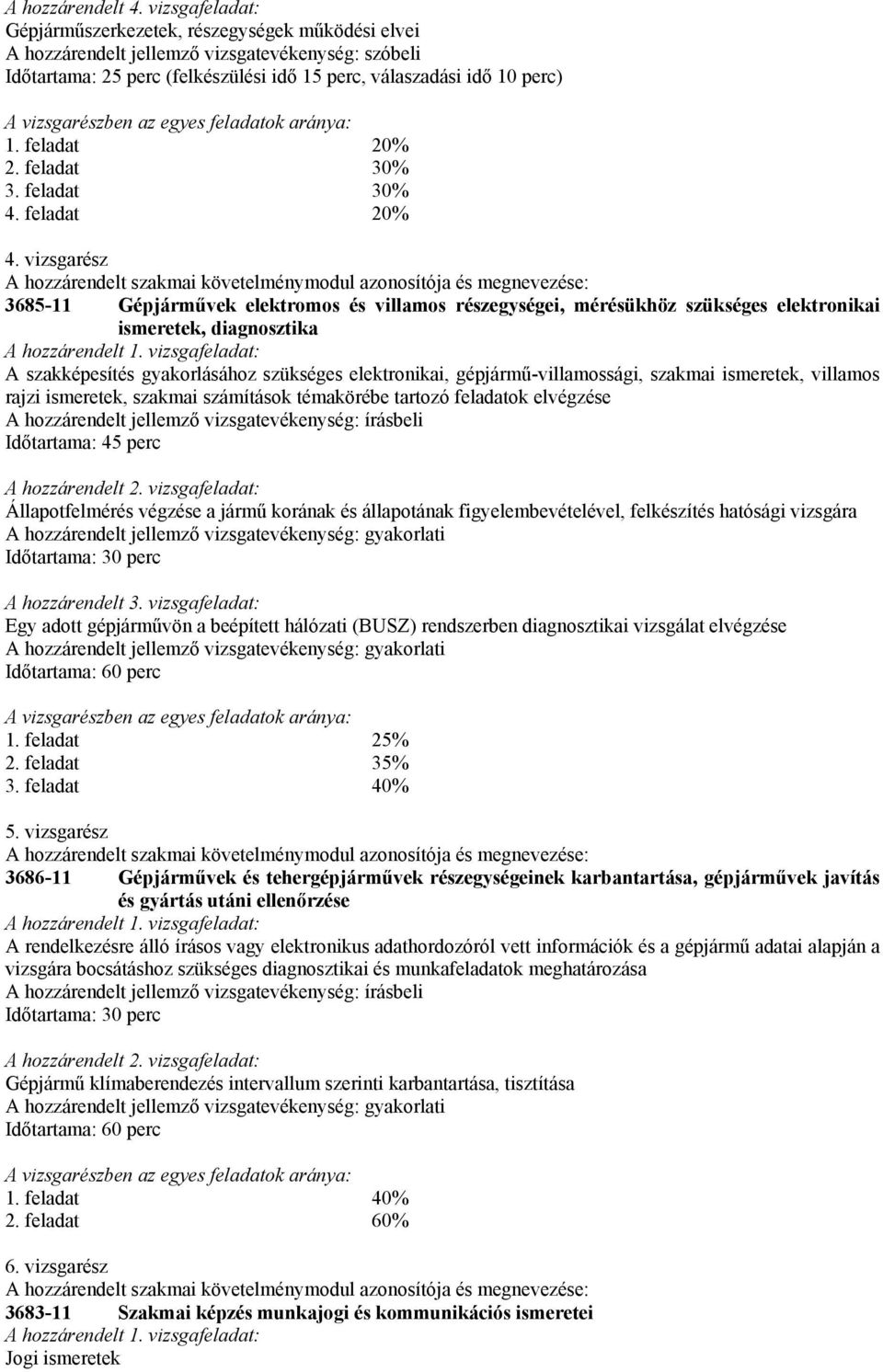 vizsgarészben az egyes feladatok aránya: 1. feladat 20% 2. feladat 30% 3. feladat 30% 4. feladat 20% 4.