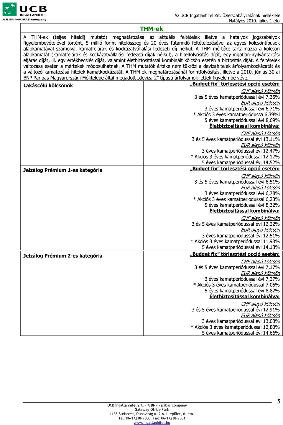 A THM mértéke tartalmazza a kölcsön alapkamatát (kamatfelárak és kockázatvállalási fedezeti díjak nélkül), a hitelfolyósítás díját, egy ingatlan-nyilvántartási eljárás díját, ill.