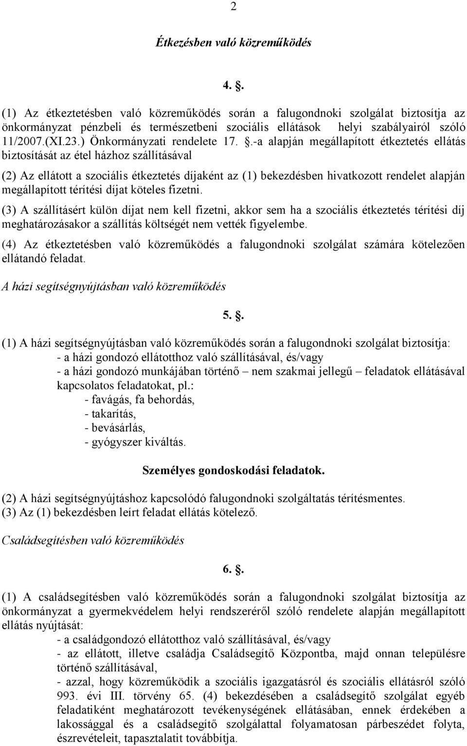 ) Önkormányzati rendelete 17.