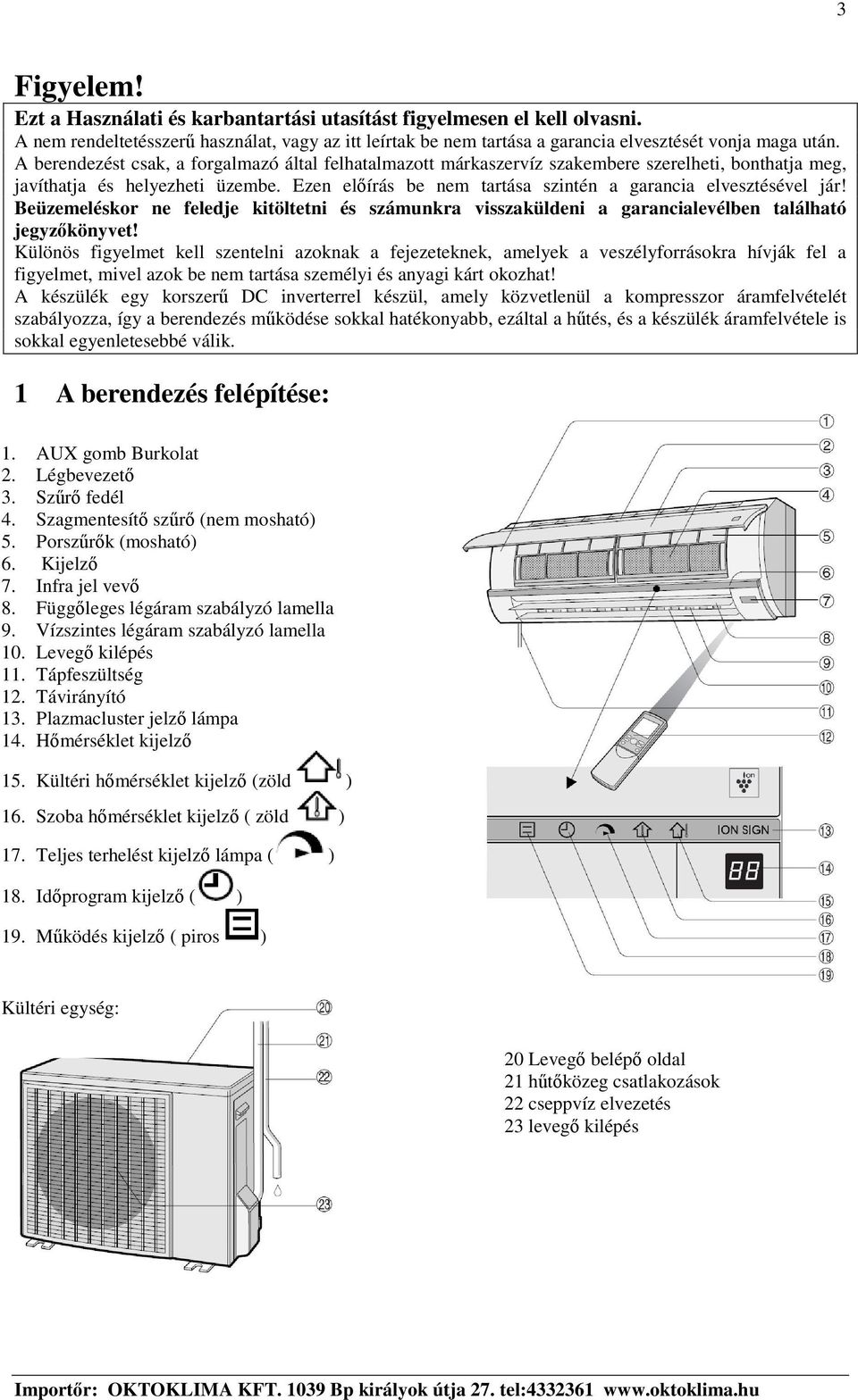 Ezen elírás be nem tartása szintén a garancia elvesztésével jár! Beüzemeléskor ne feledje kitöltetni és számunkra visszaküldeni a garancialevélben található jegyzkönyvet!