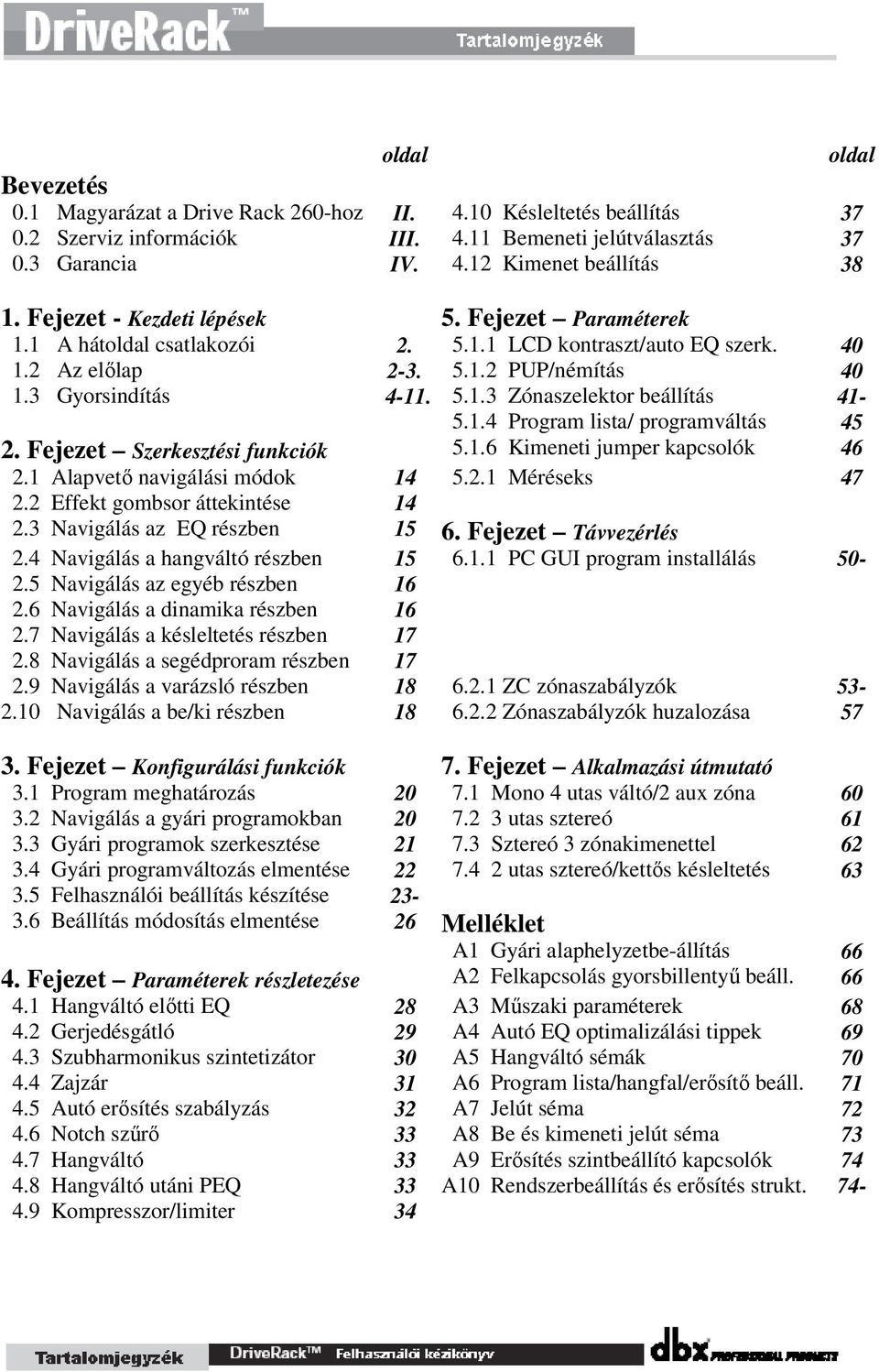 1.4 Program lista/ programváltás 45 2. Fejezet Szerkesztési funkciók 5.1.6 Kimeneti jumper kapcsolók 46 2.1 Alapvető navigálási módok 14 5.2.1 Méréseks 47 2.2 Effekt gombsor áttekintése 14 2.