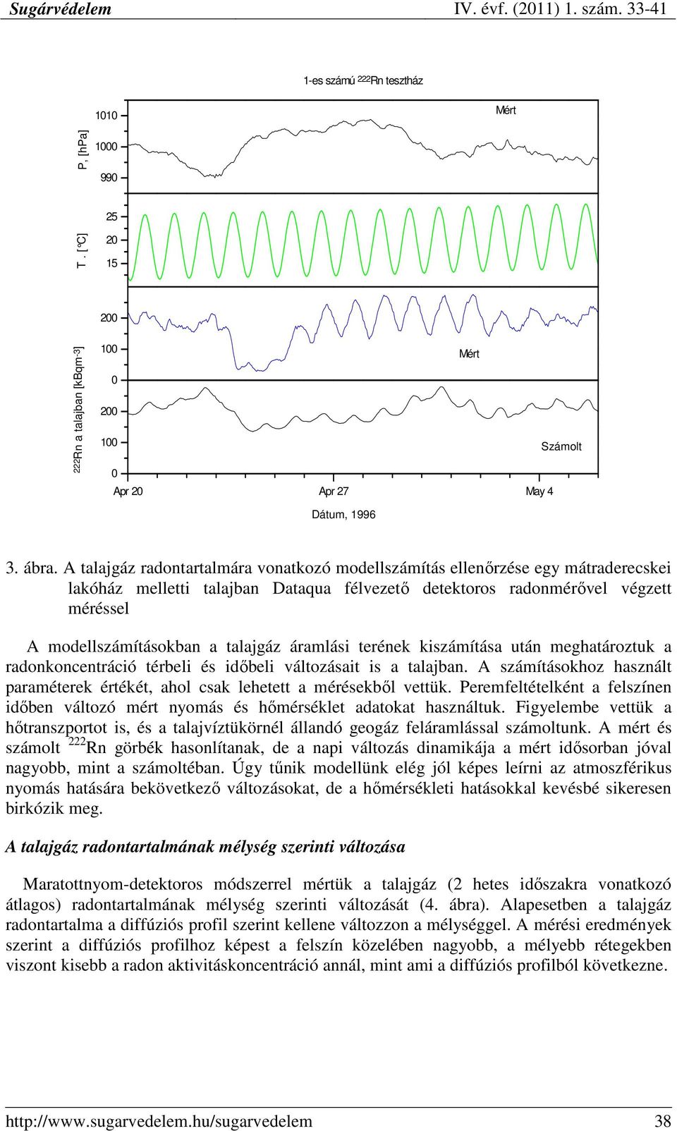 talajgáz áramlási terének kiszámítása után meghatároztuk a radonkoncentráció térbeli és idıbeli változásait is a talajban.