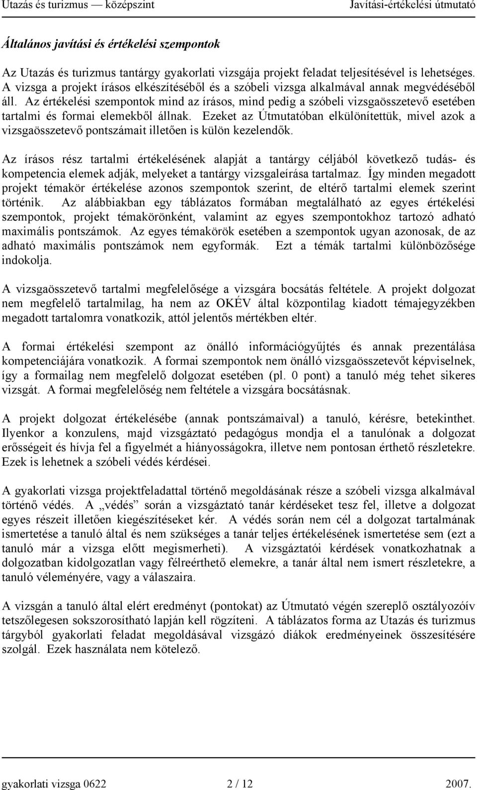 Az értékelési szempontok mind az írásos, mind pedig a szóbeli esetében tartalmi és formai elemekből állnak. Ezeket az Útmutatóban elkülönítettük, mivel azok a pontszámait illetően is külön kezelendők.