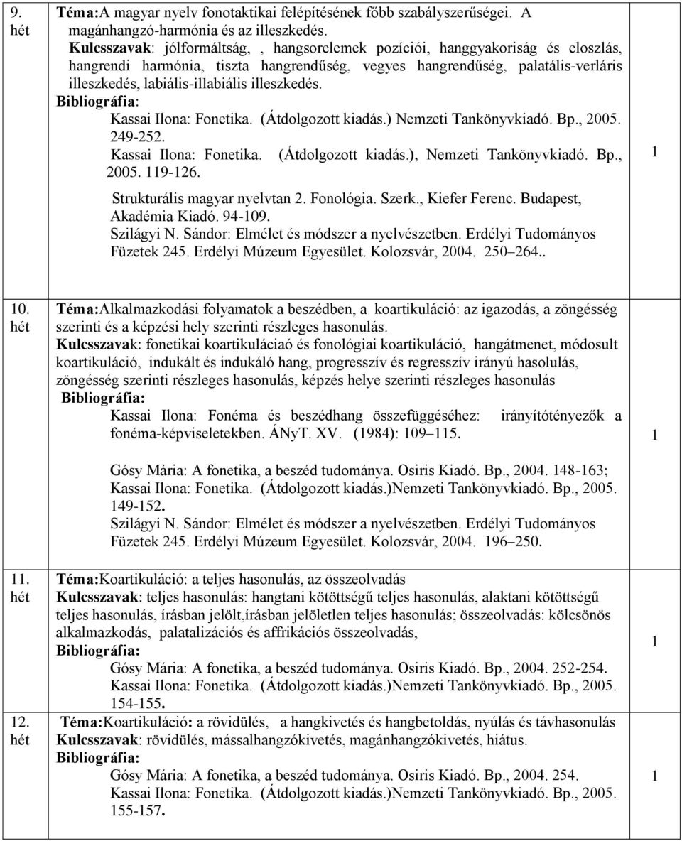 illeszkedés. Kassai Ilona: Fonetika. (Átdolgozott kiadás.) Nemzeti Tankönyvkiadó. Bp., 2005. 249-252. Kassai Ilona: Fonetika. (Átdolgozott kiadás.), Nemzeti Tankönyvkiadó. Bp., 2005. 9-26.